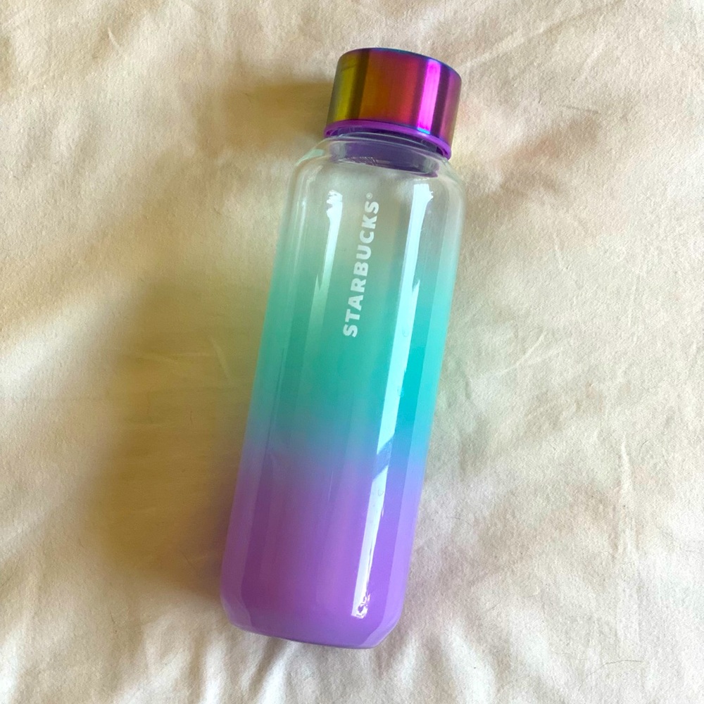 Starbucks Purple Teal Ombre Glass Water Bottle